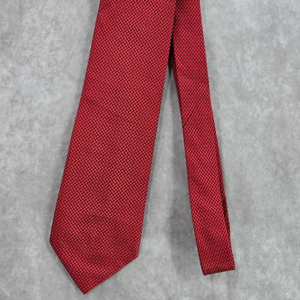 Geoffrey Beene Extra Long Red Black Geometric 100% Silk Men's Neck Tie Executive